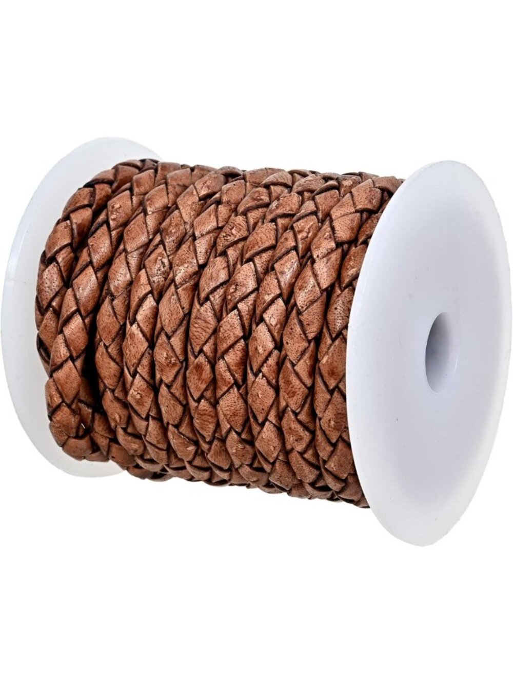 Genuine Round Braided Leather Cord for Jewelry Making, Crafts, 5m, 5mm, Saddle